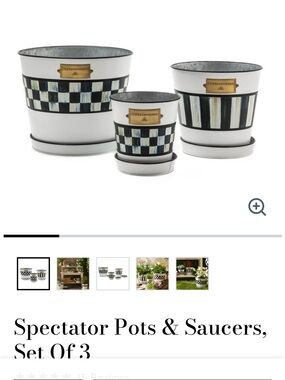Mackenzie Childs Spectator Pots & Saucers Set of 3
